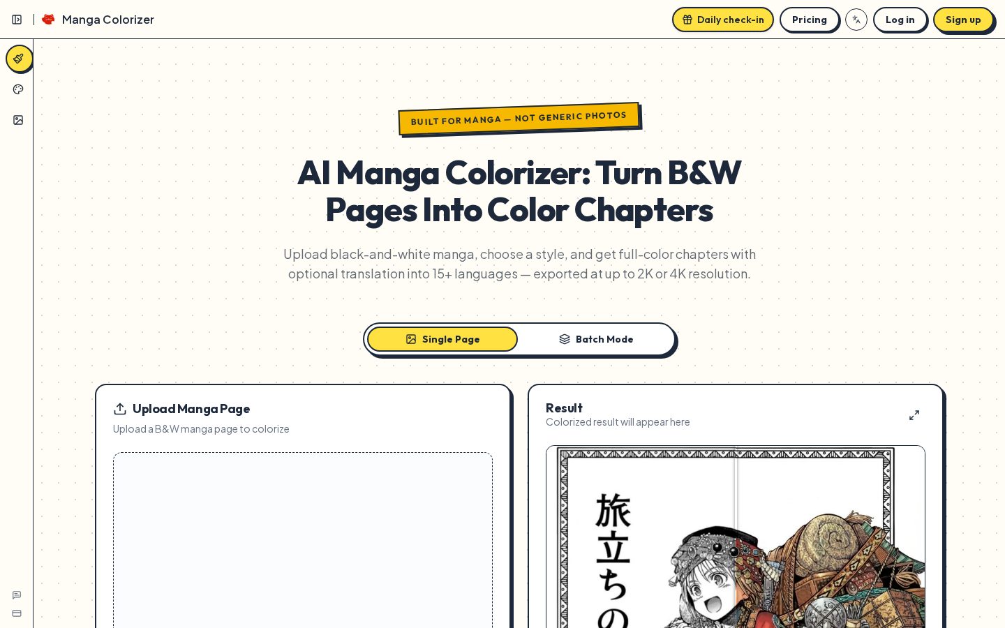 Manga Colorizer Homepage
