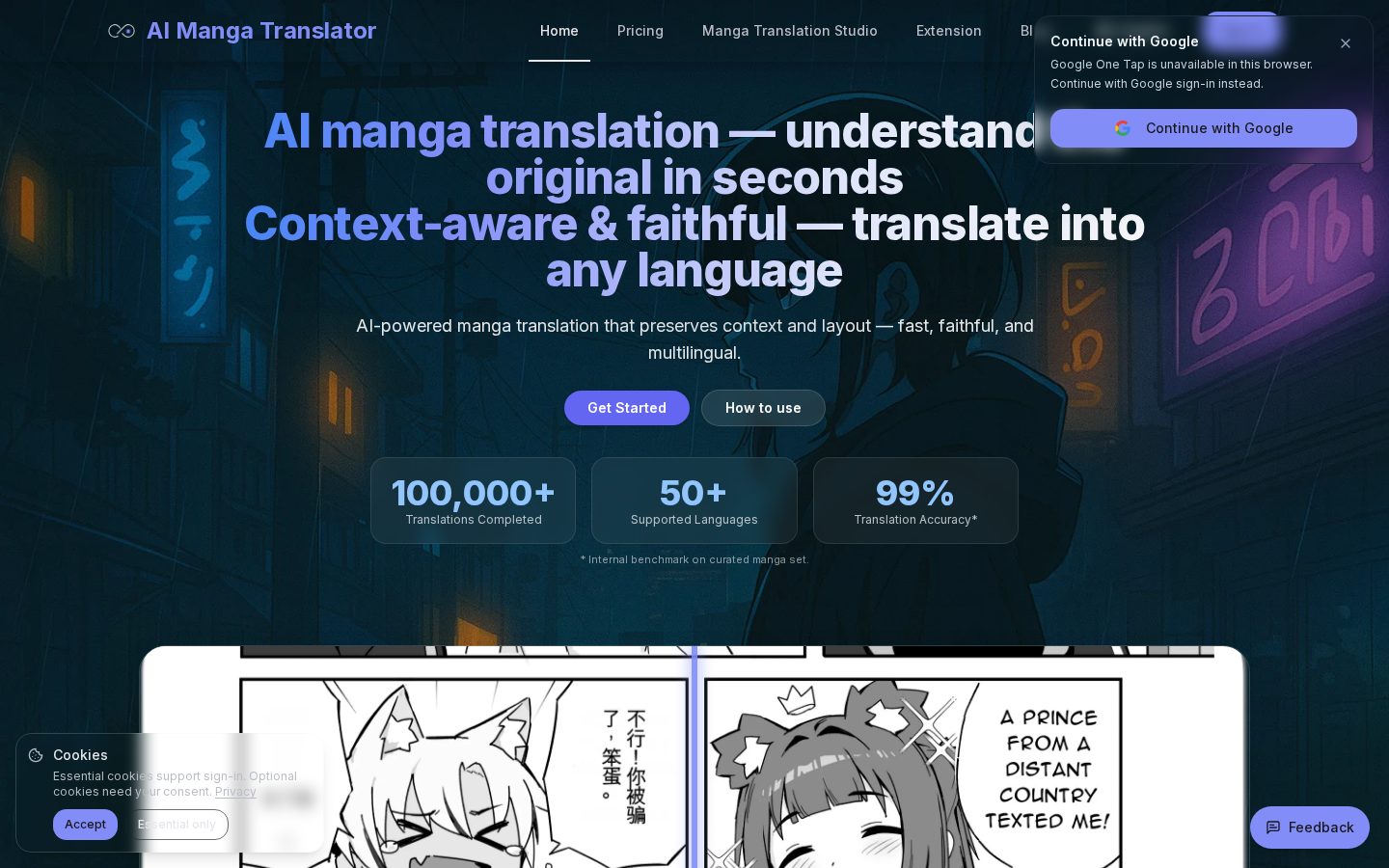 Manga Translator Homepage