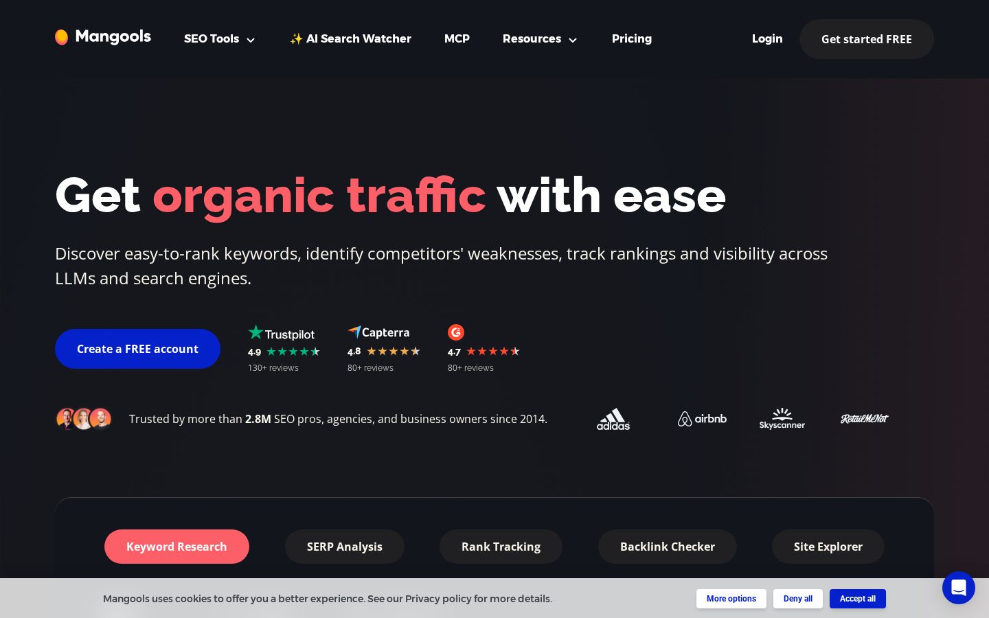 Mangools Homepage