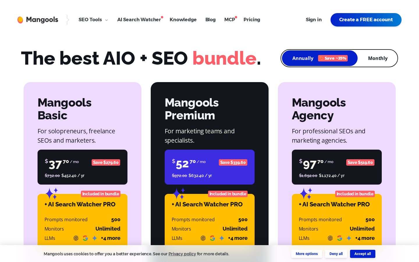 Mangools Pricing