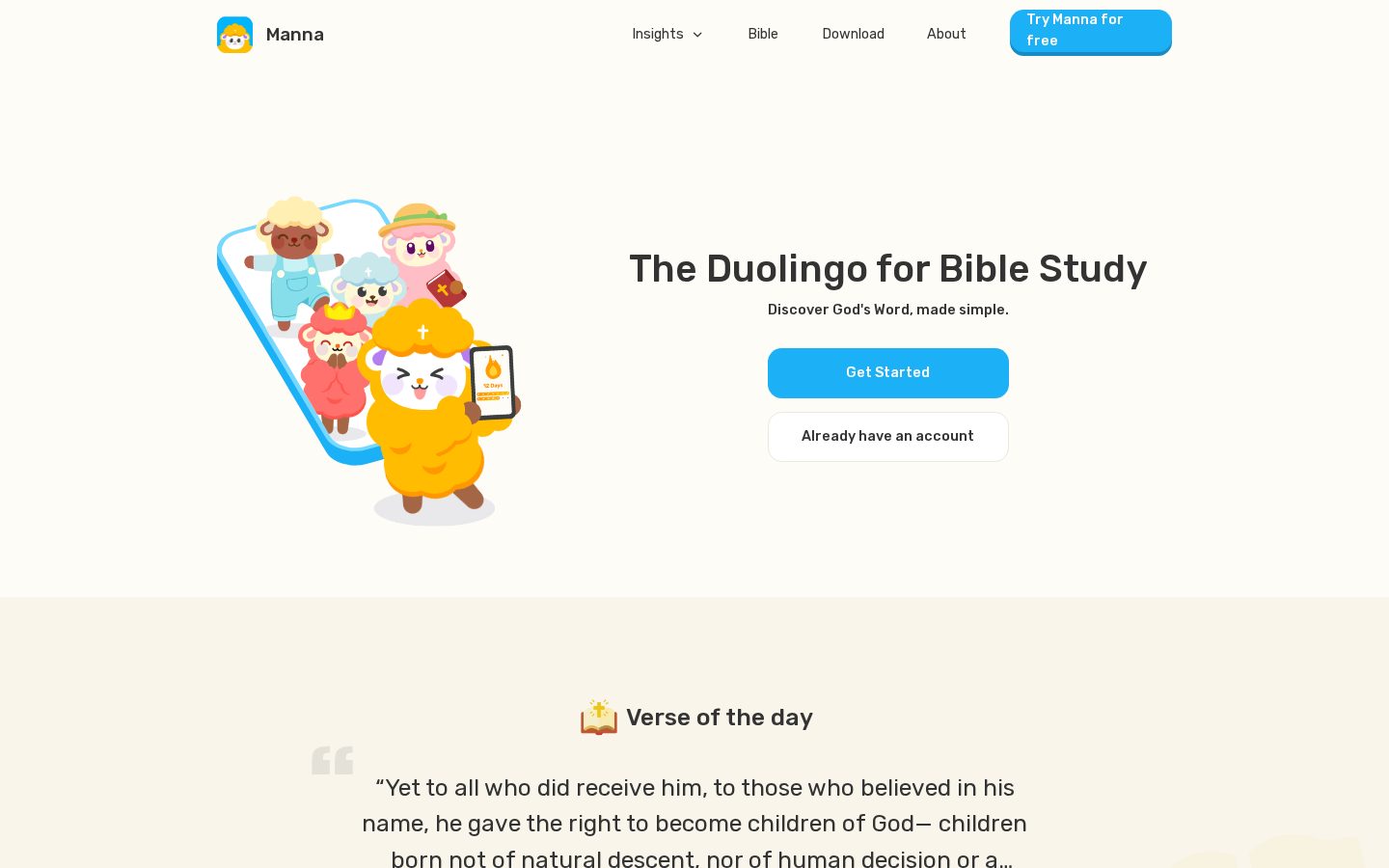 Manna 2.0 Homepage