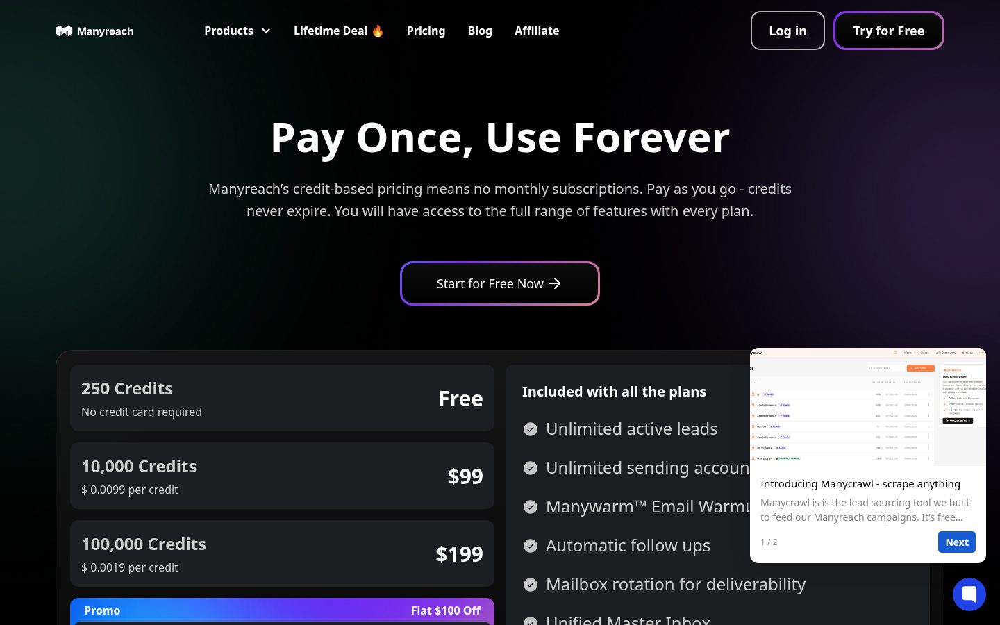 Manyreach Pricing
