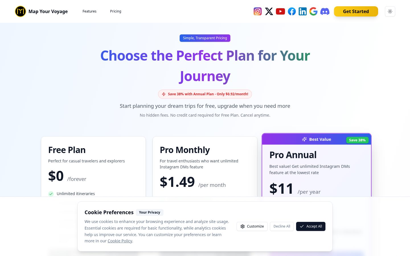 Map Your Voyage Pricing