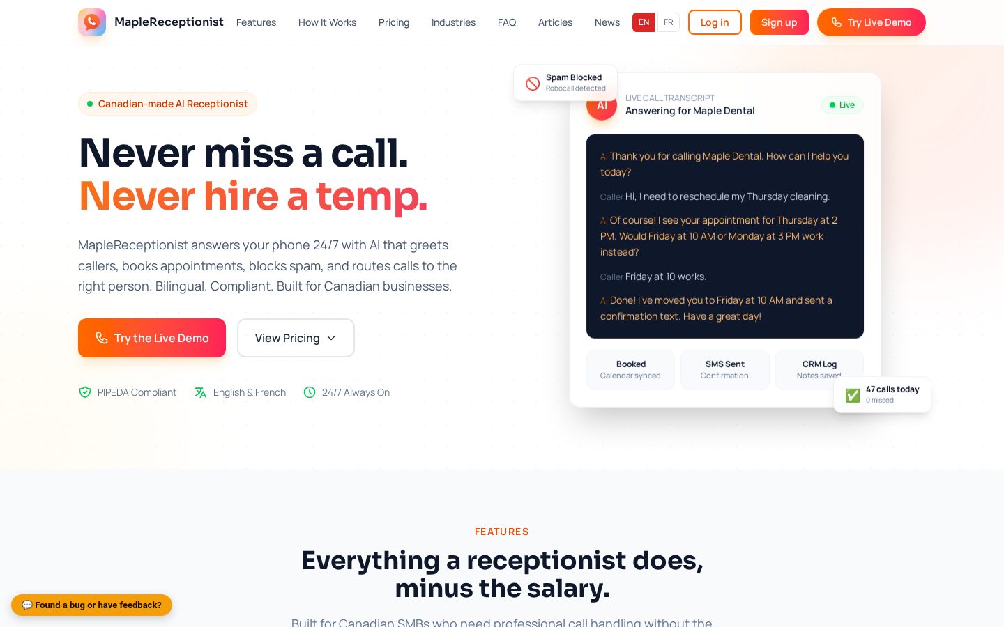 MapleReceptionist Homepage