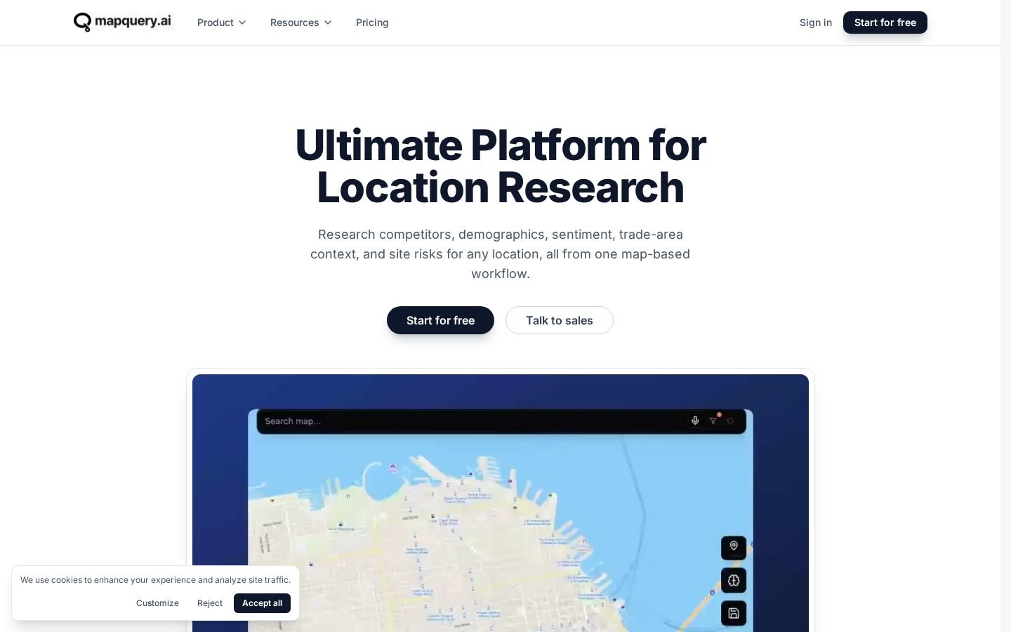 Mapquery.ai Homepage