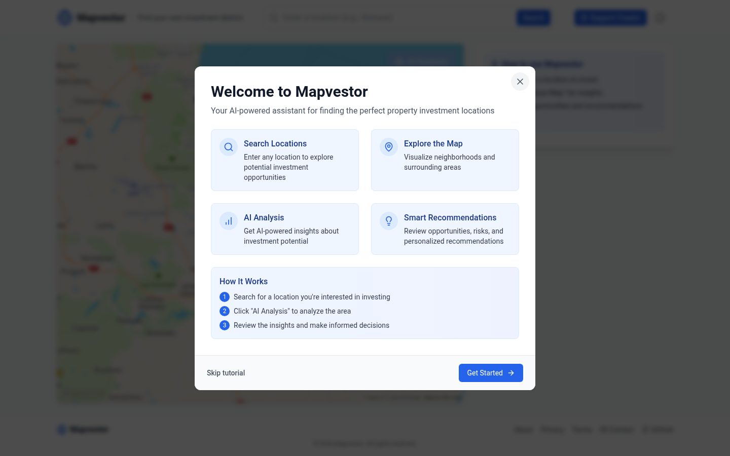 Mapvestor Homepage