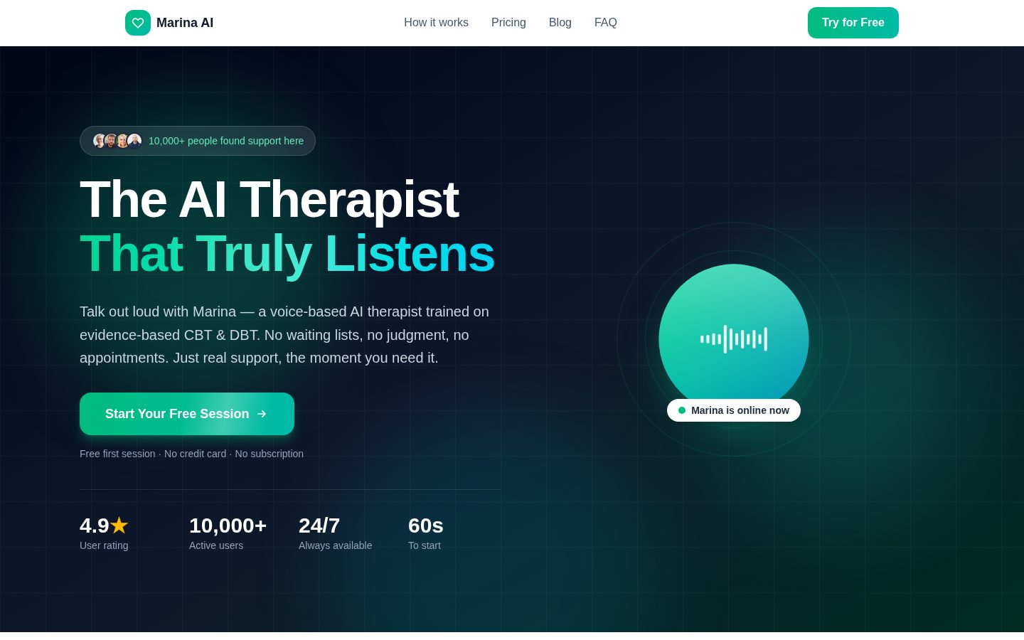 Marina AI Homepage