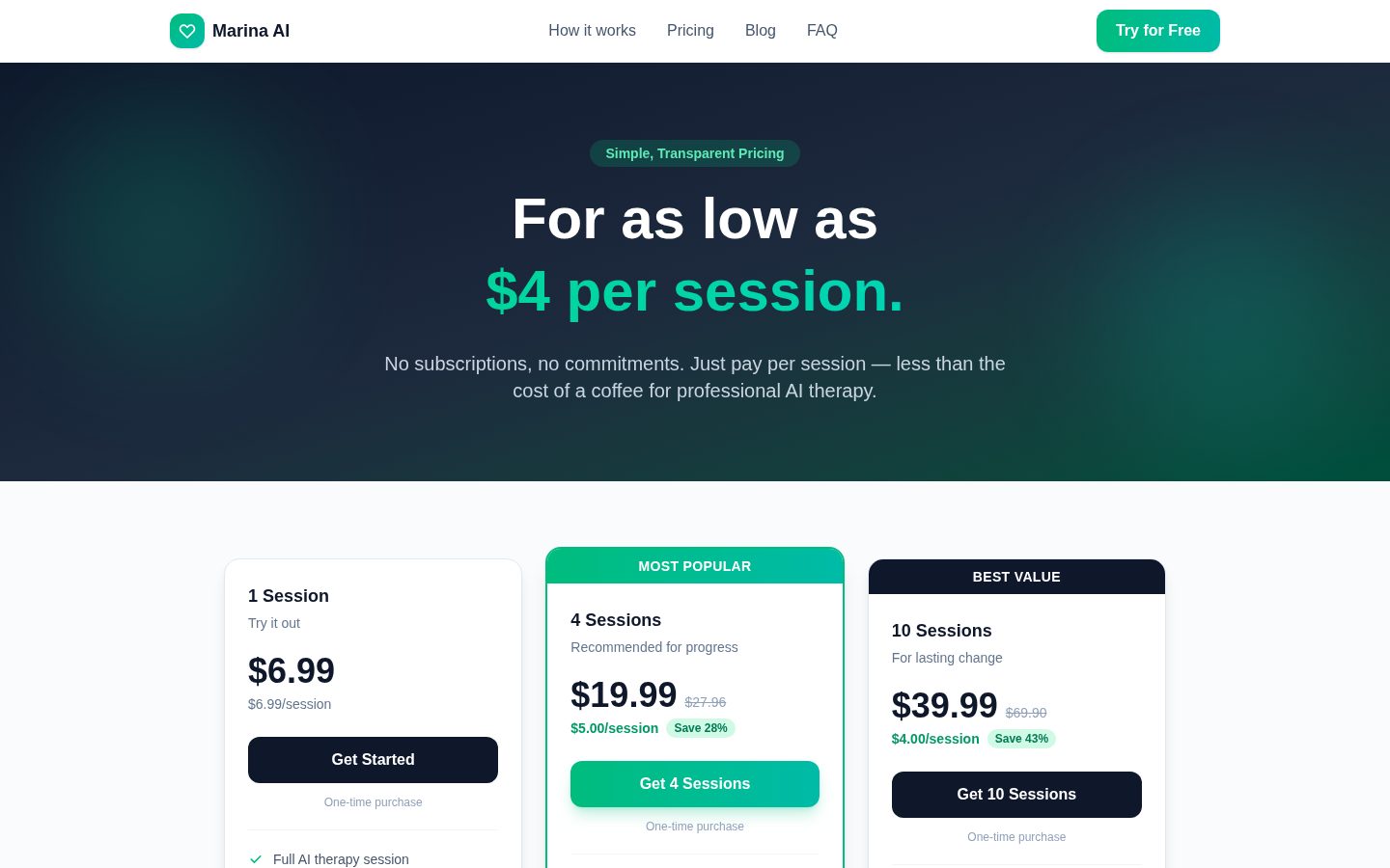 Marina AI Pricing