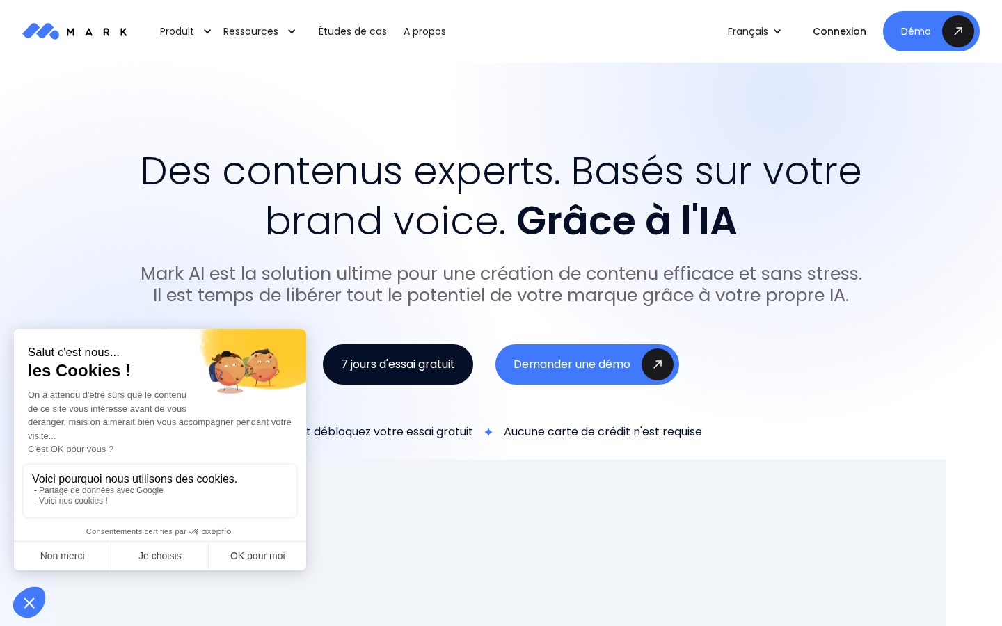 Mark Copy AI Homepage