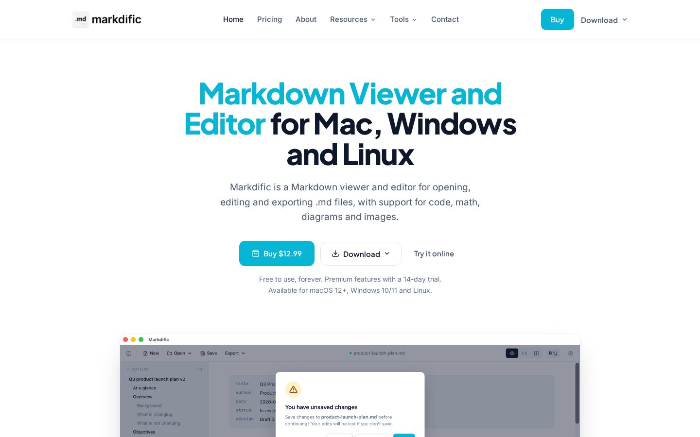 Markdific Homepage