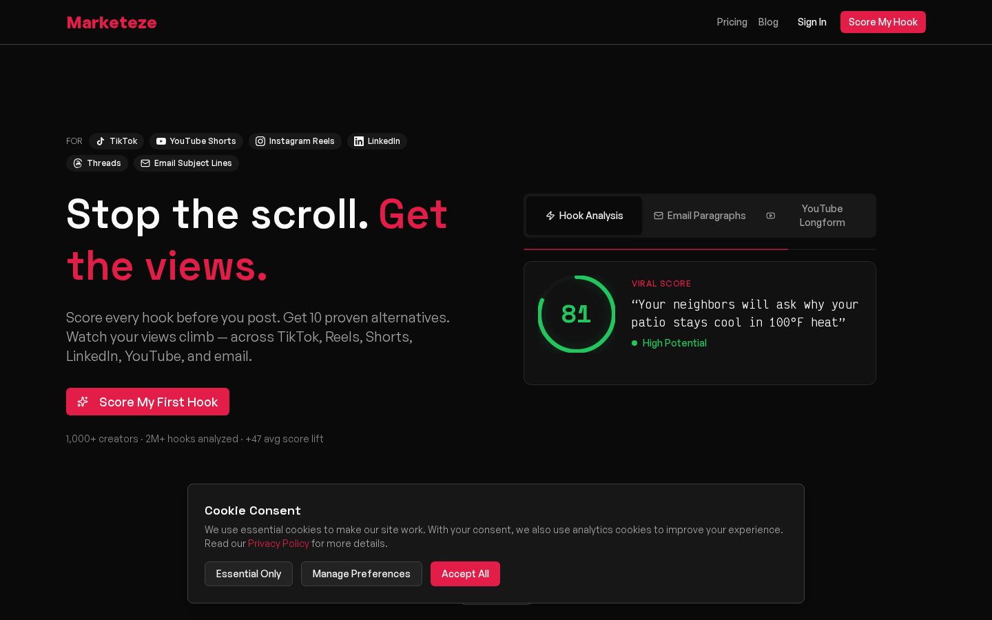 MarketezeAI Homepage