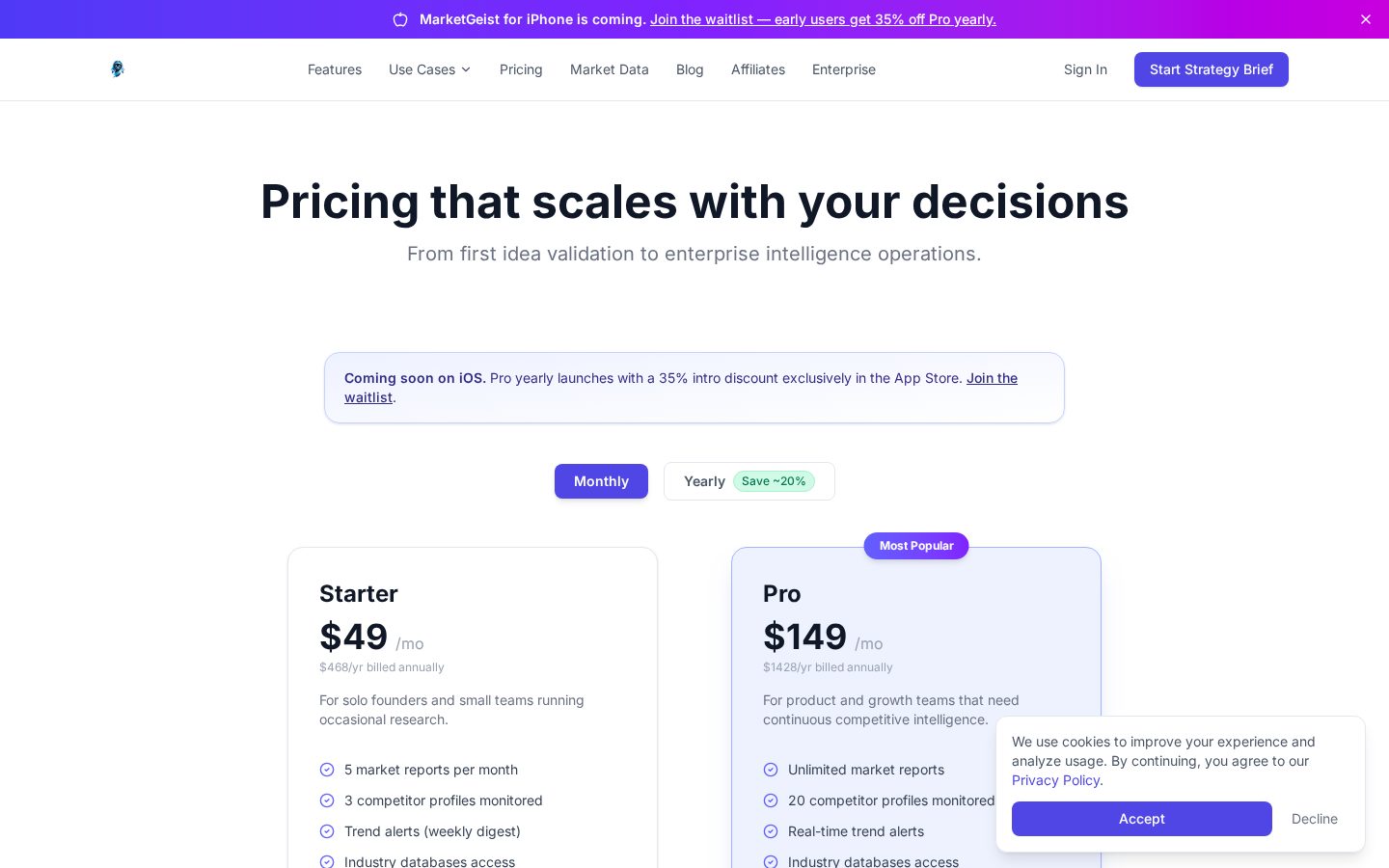 MarketGeist Pricing