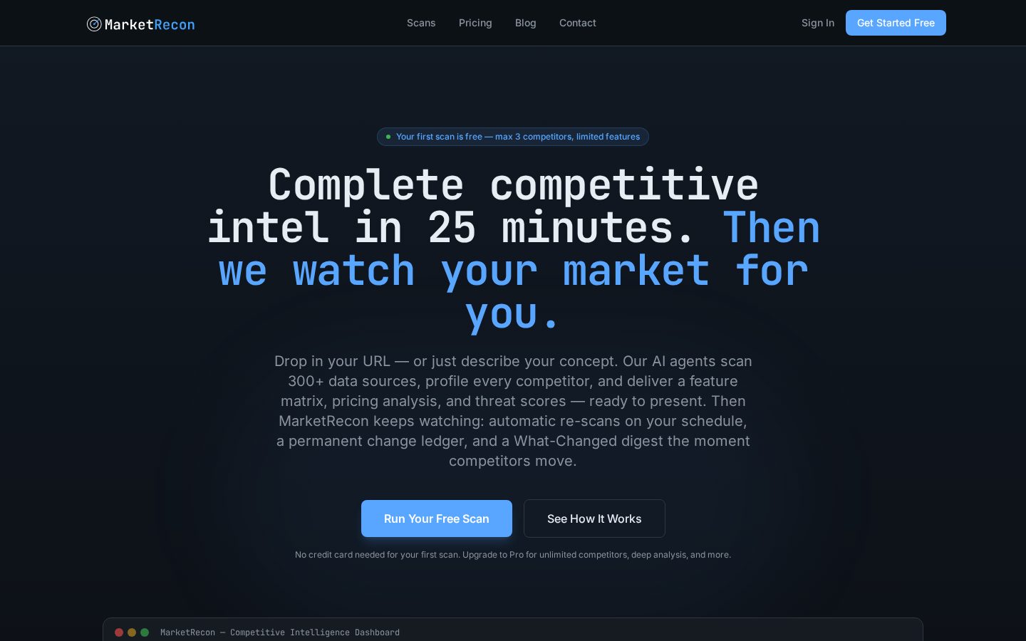 MarketRecon Homepage