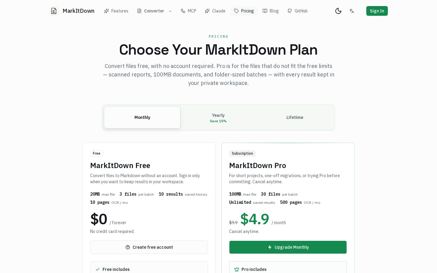 MarkItDown Pricing