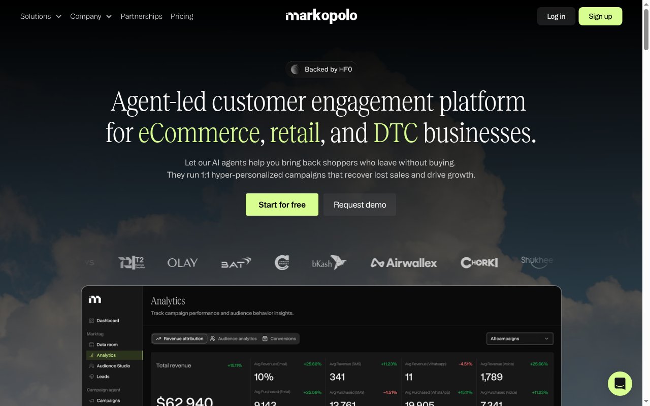Markopolo AI homepage