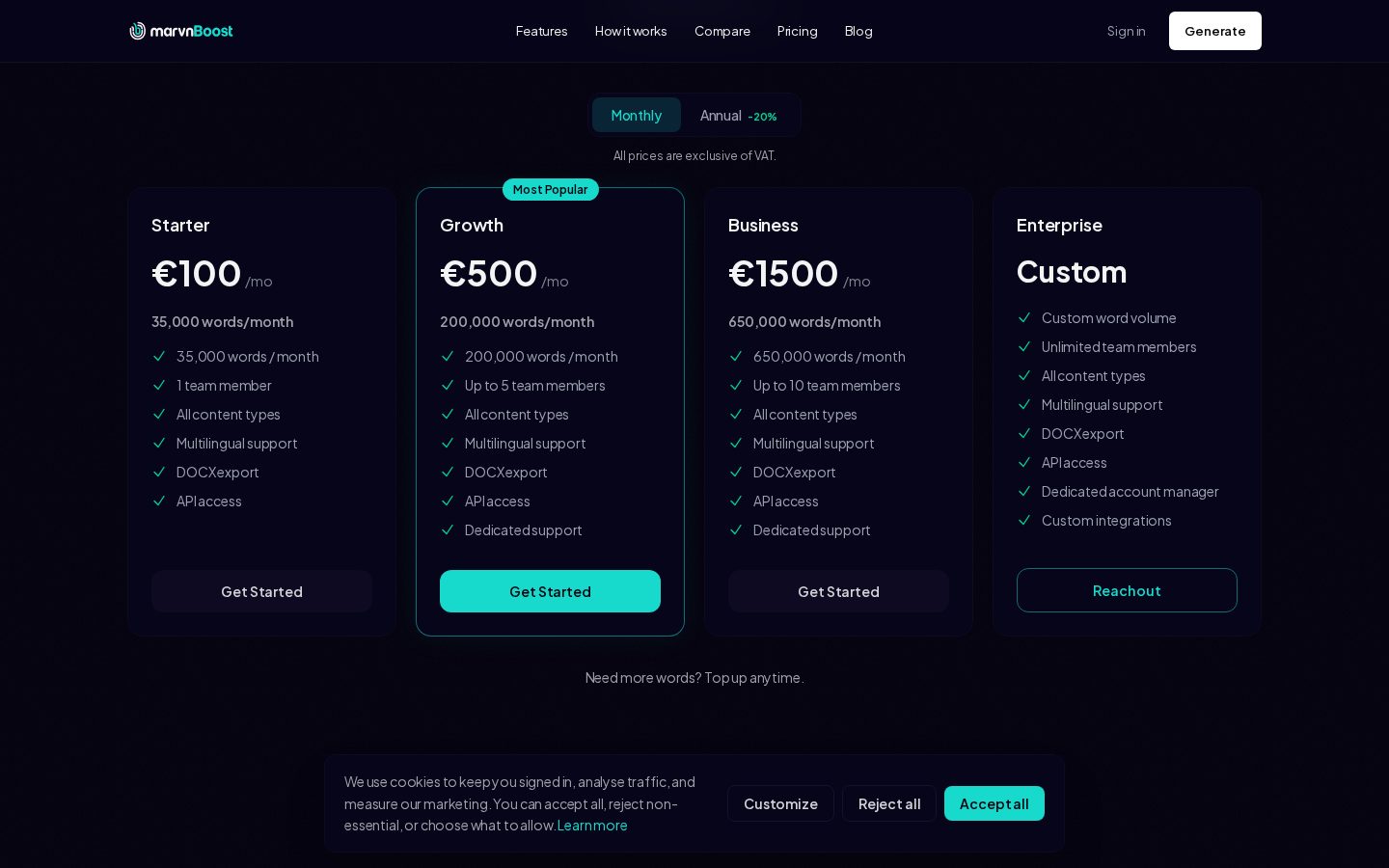 marvnBoost Pricing