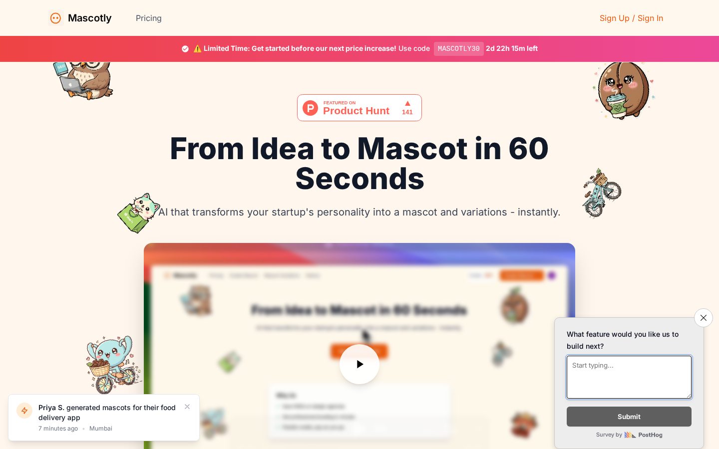 Mascotly Homepage