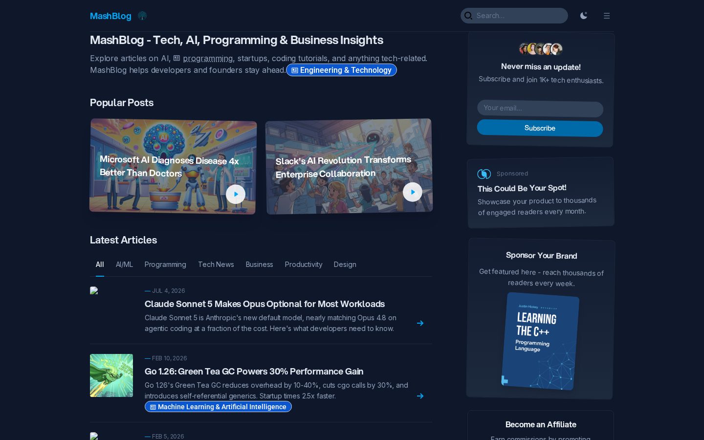MashBlog Homepage