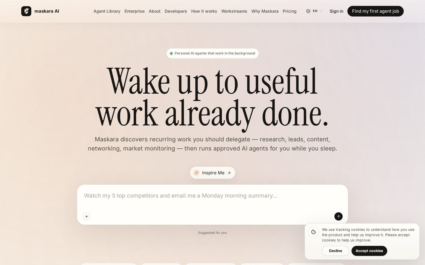 Maskara.ai Homepage