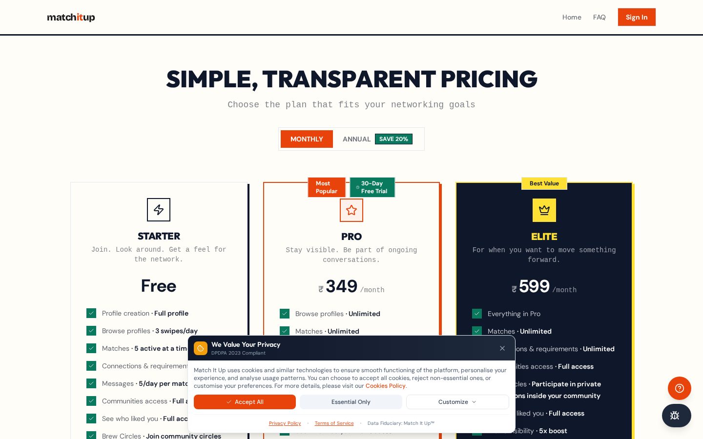 Match It Up Pricing