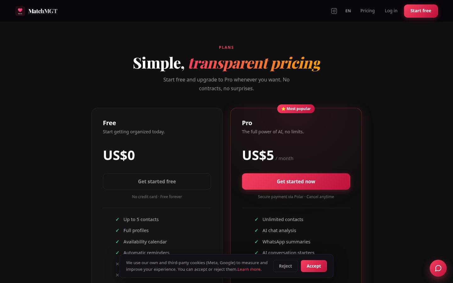 MatchMGT Pricing