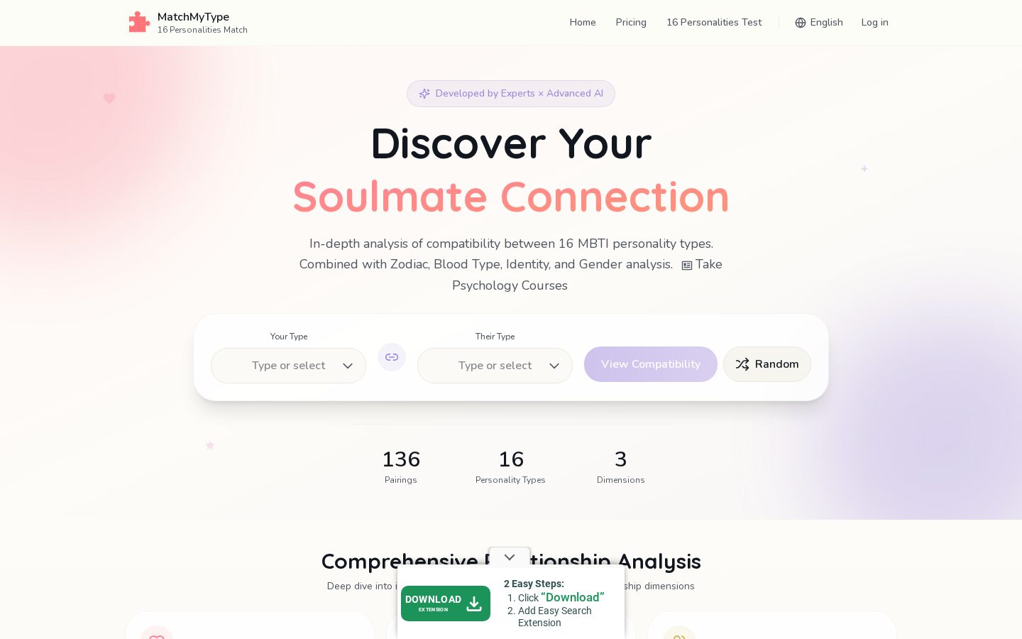 MatchMyType Homepage