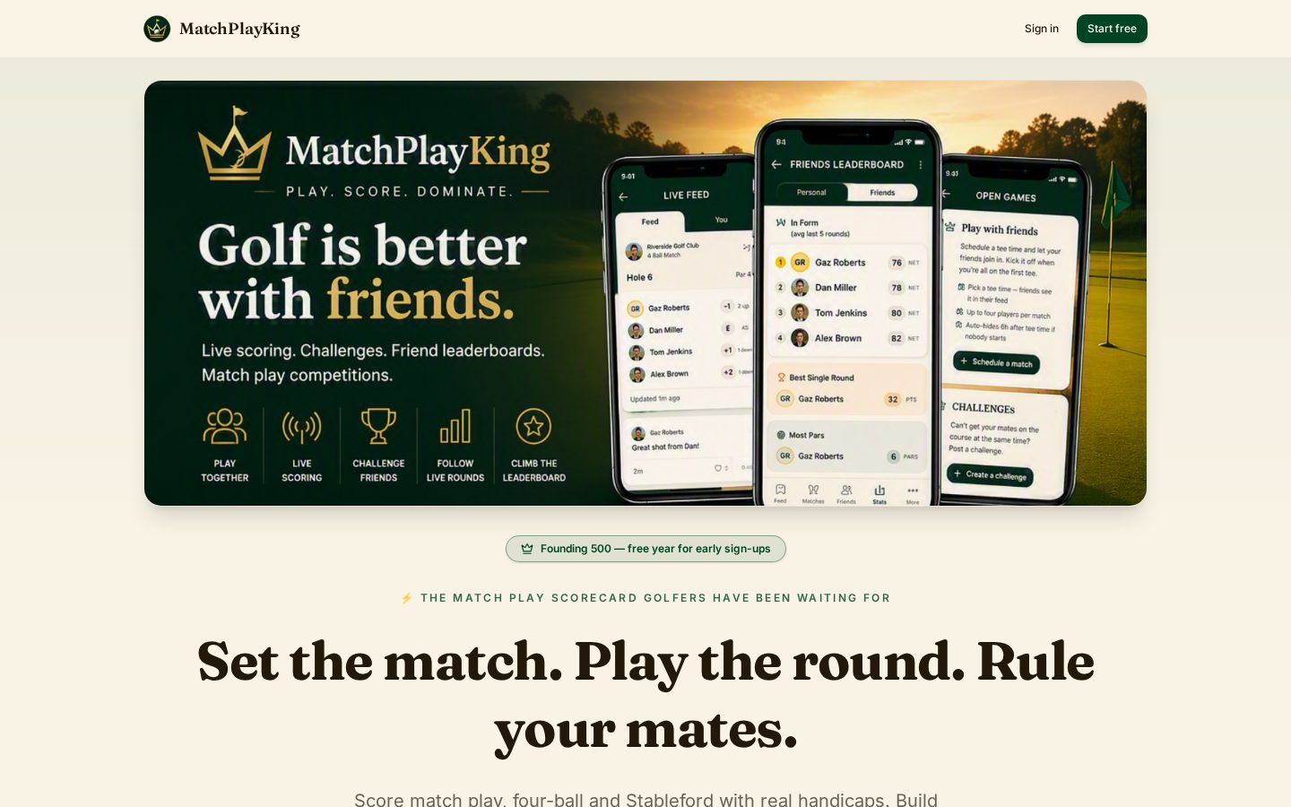 MatchPlayKing Homepage