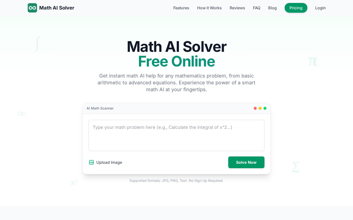 Math AI Solver Homepage