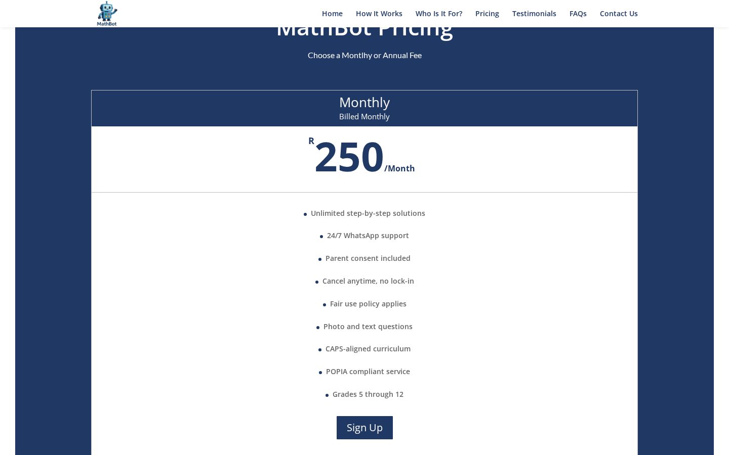 Math Bot Pricing