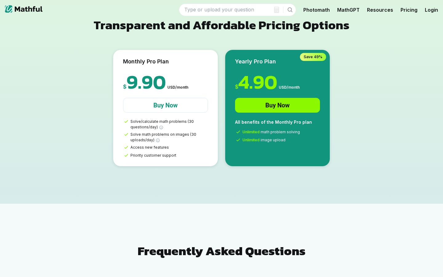 Mathful Pricing