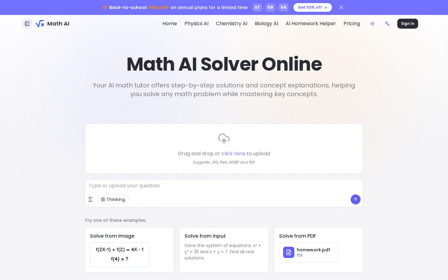 MathGPT AI Homepage