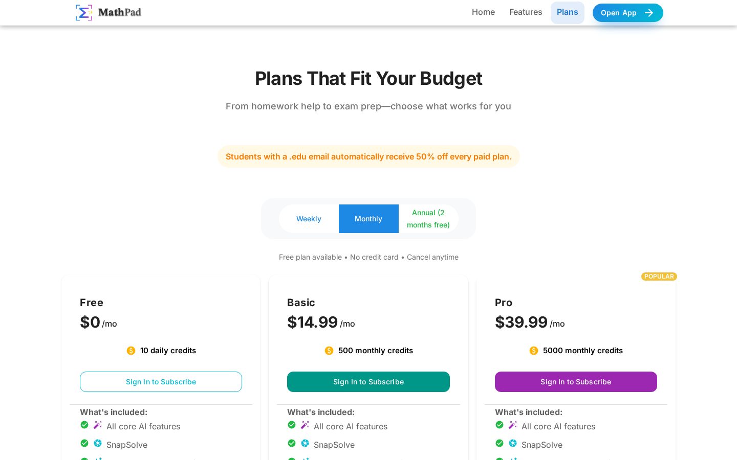 MathPad Pricing