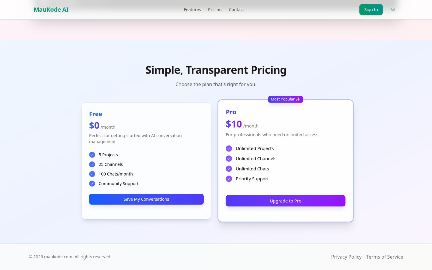 MauKode AI Pricing