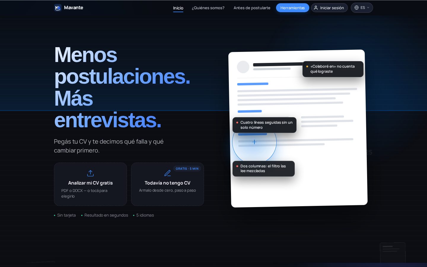 Mavante Homepage