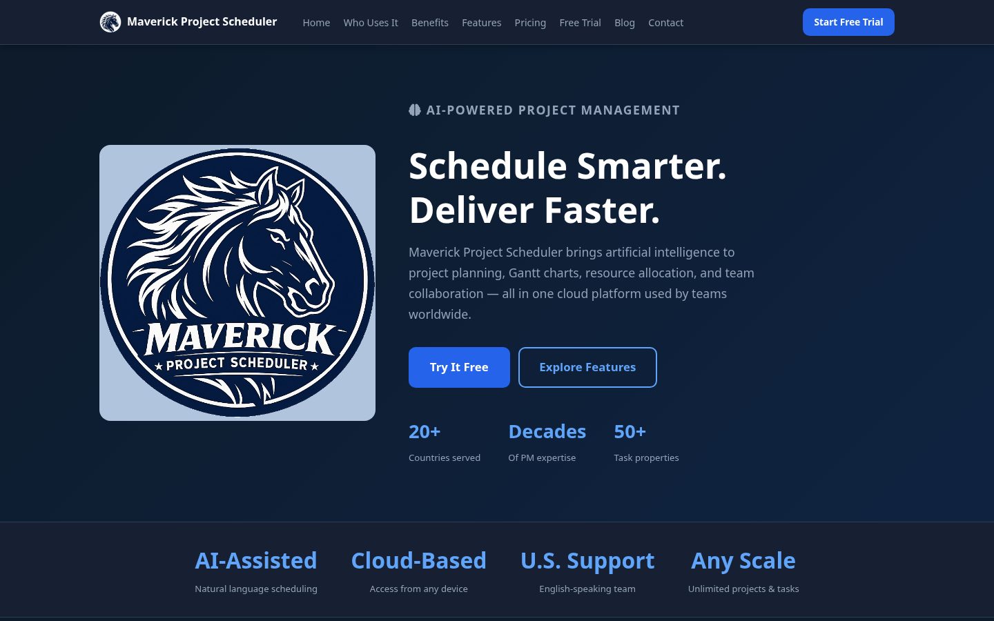Maverick Project Scheduler Homepage