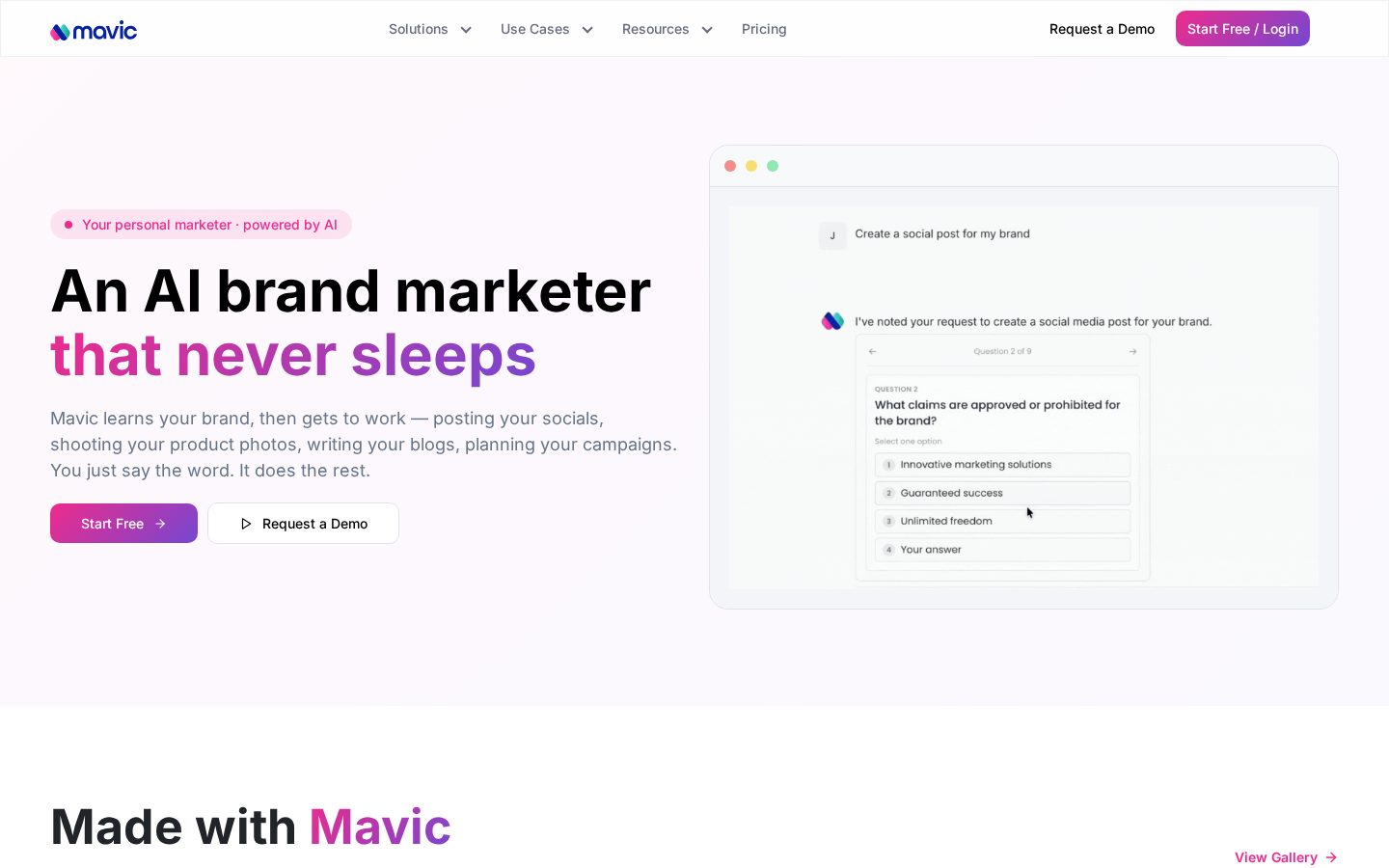 Mavic Homepage