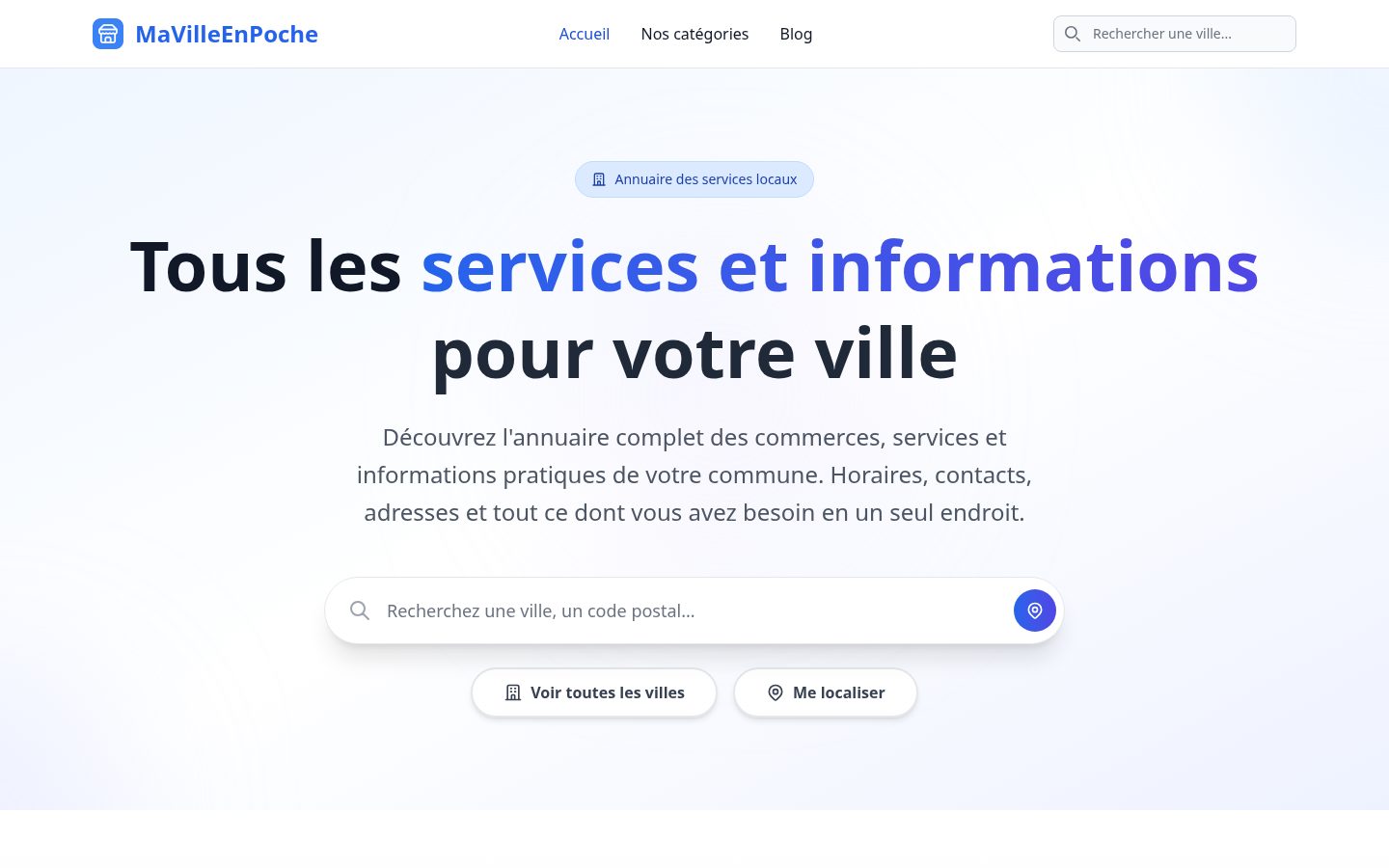 MaVilleEnPoche Homepage