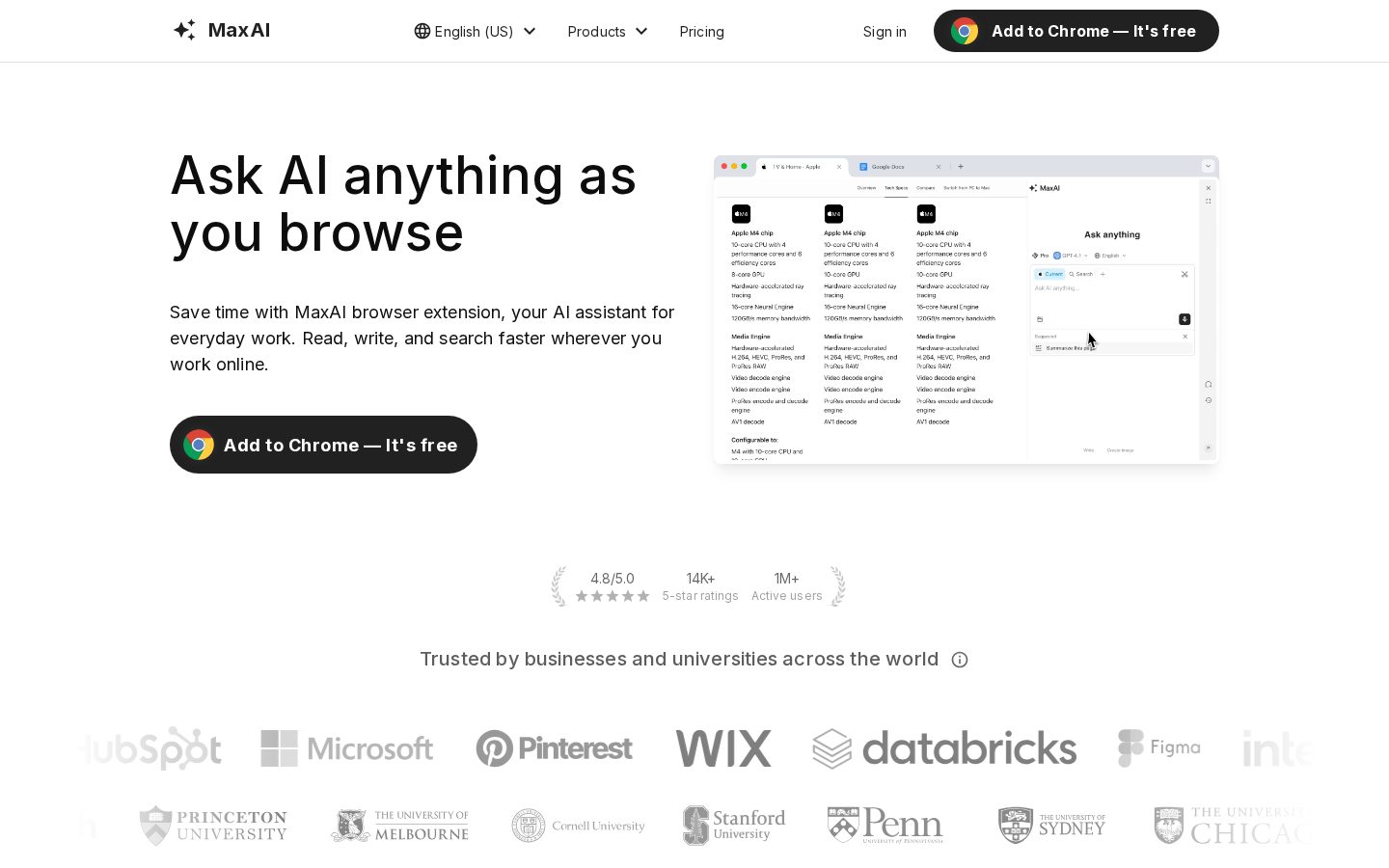 MaxAI Homepage
