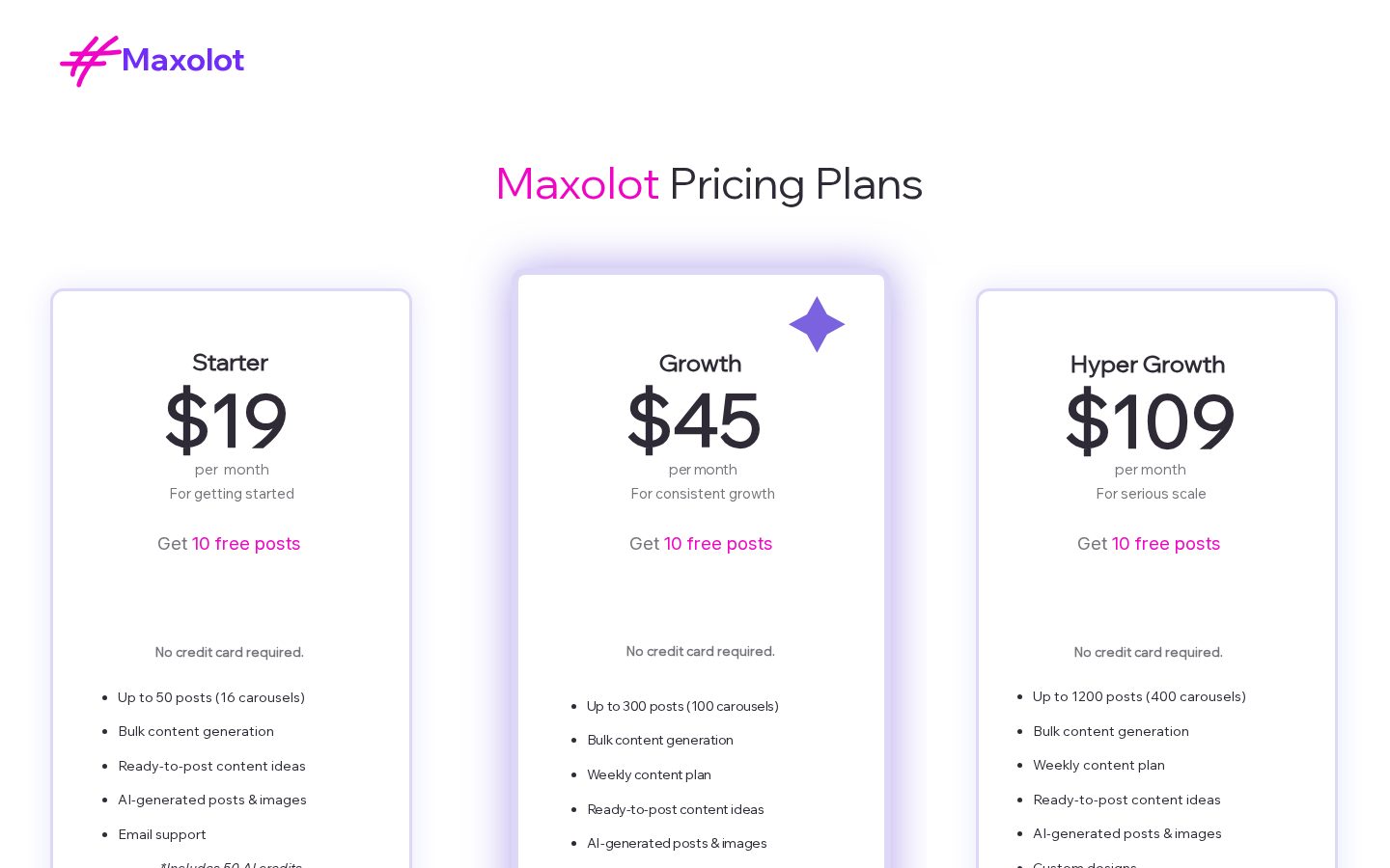 Maxolot Pricing