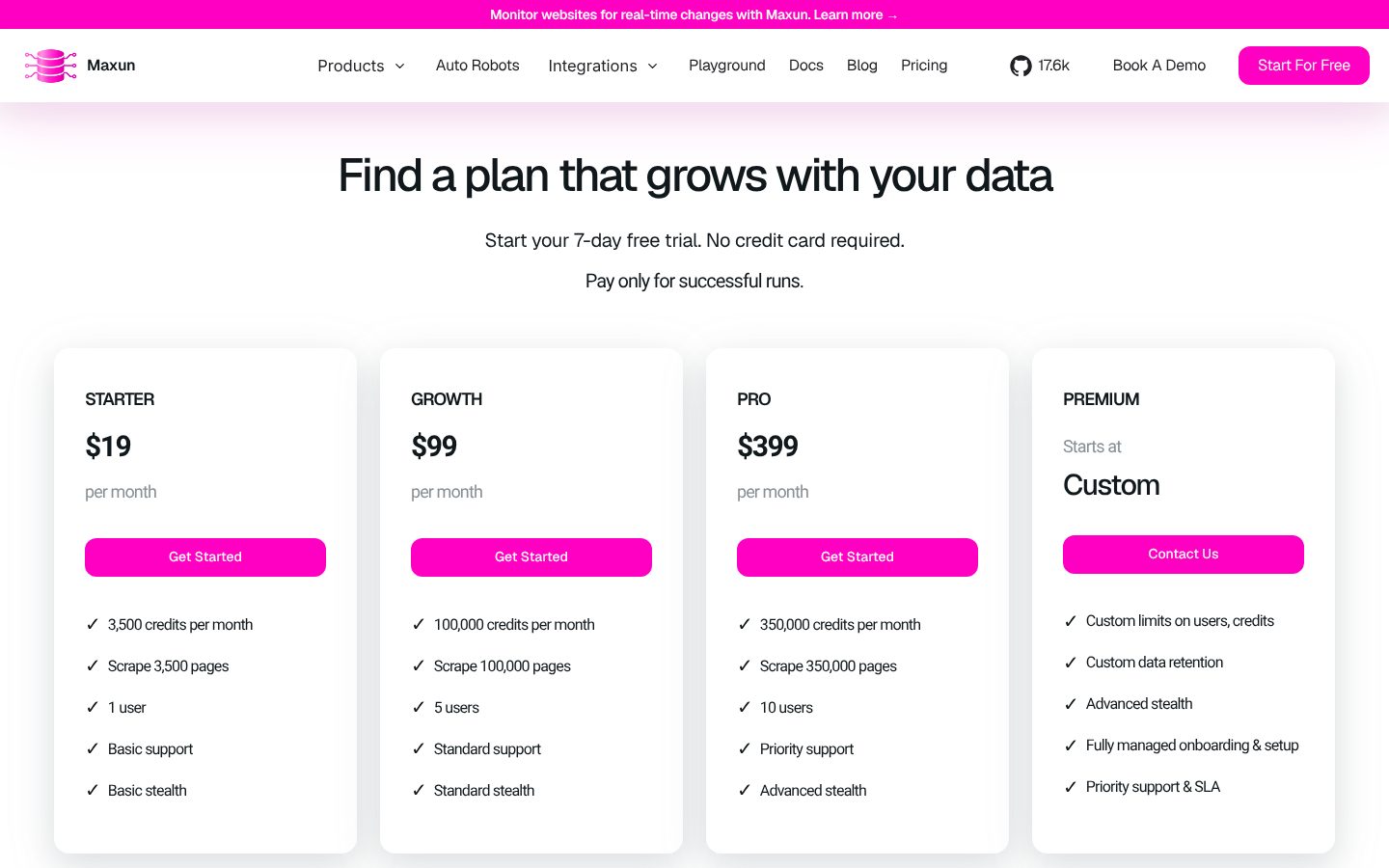 Maxun Pricing