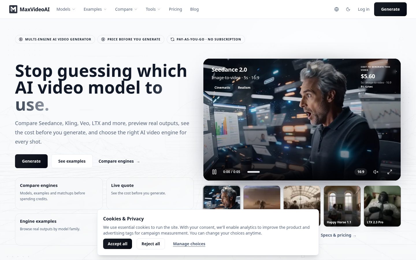 MaxVideoAI Homepage