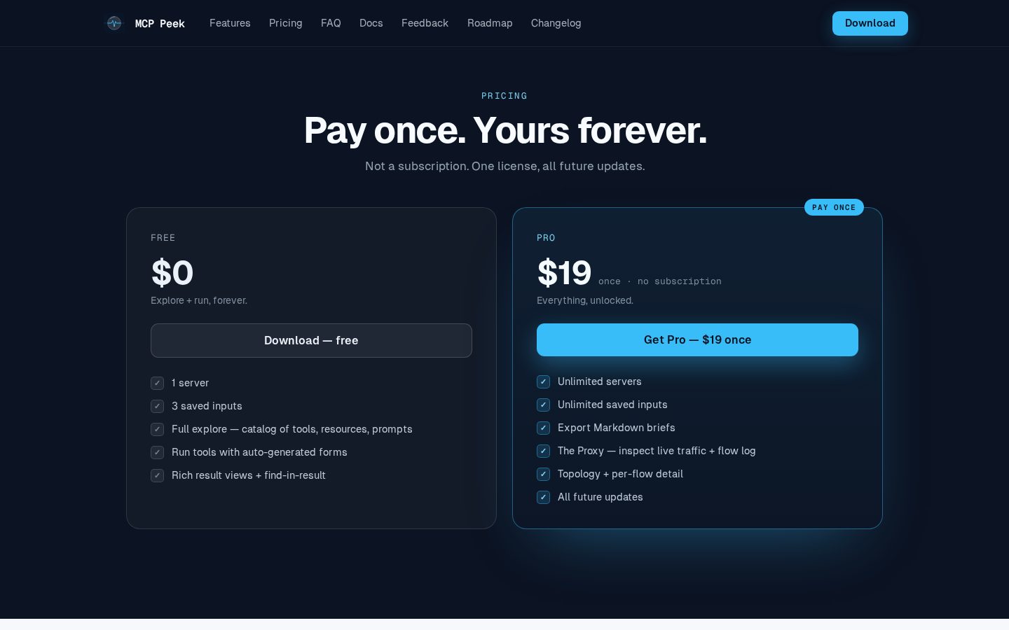 MCP Peek Pricing
