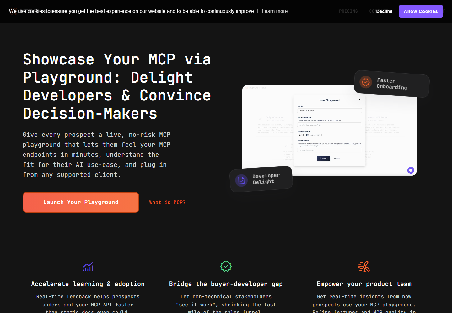 MCP Showcase homepage