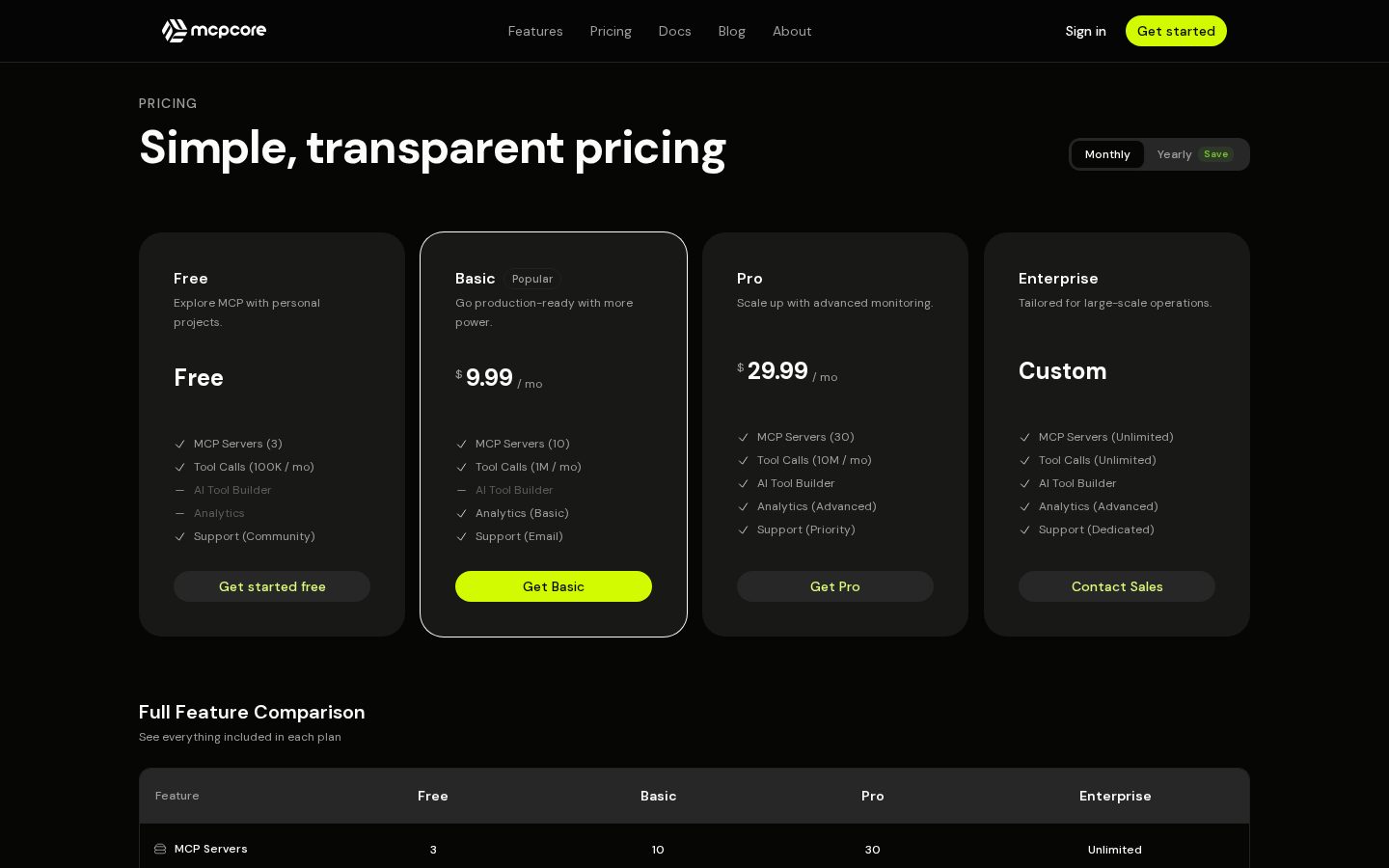 MCPCore Pricing