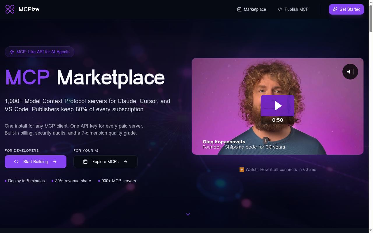 MCPize Homepage