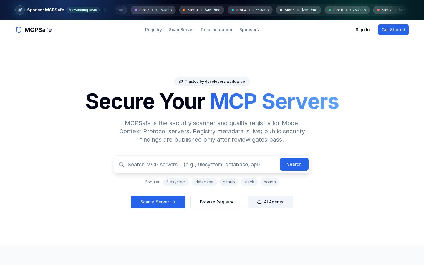 MCPSafe Homepage