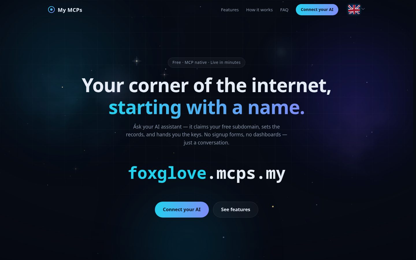 MCPs.my free subdomains Homepage