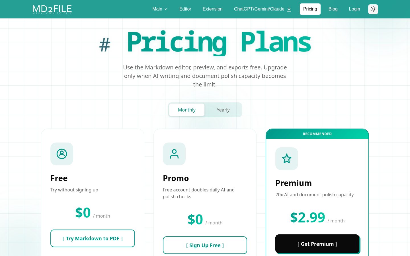MD2FILE Pricing