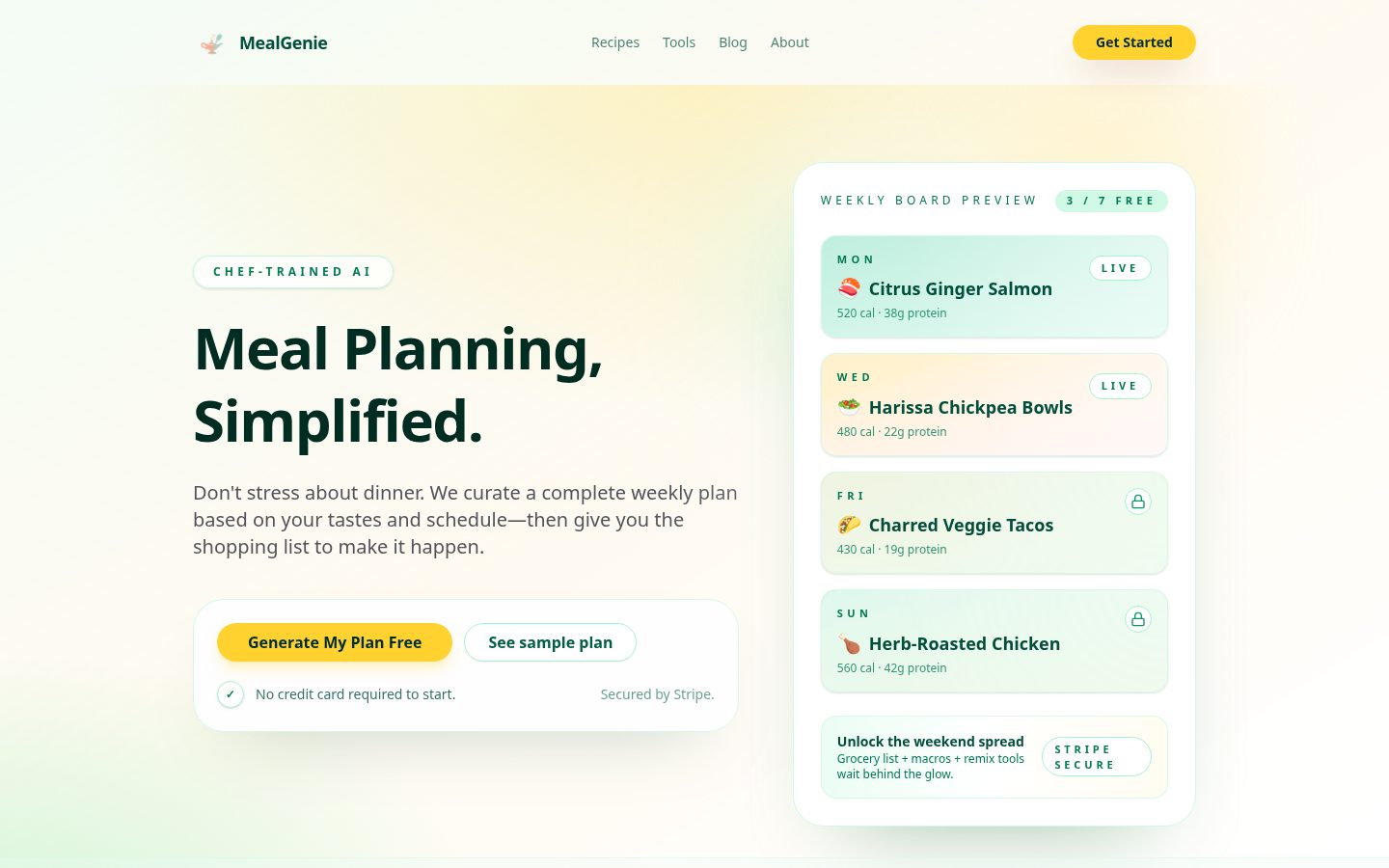 MealGenie Homepage