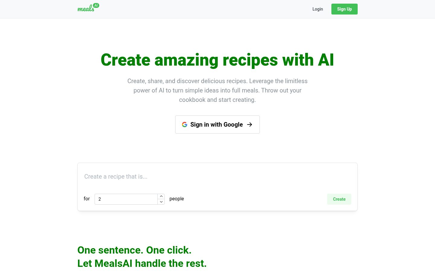 MealsAI Homepage